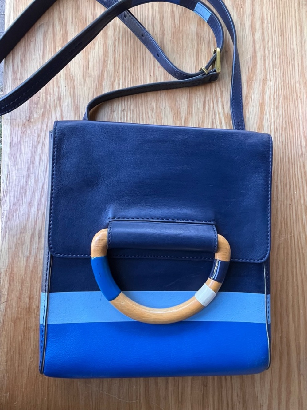 Tory Burch Striped Color block Leather Crossbody Bag